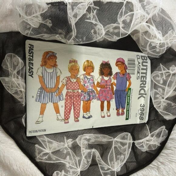 Butterick 3968 Child's Top, Drop-Waist Jumper, Tapered Leg Jumpsuit Sz 4-6 Uncut - Picture 1 of 5